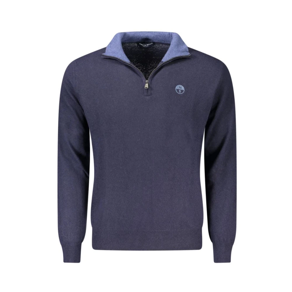 North Sails Blauwe Wollen Pullover met Halve Rits Blue Heren