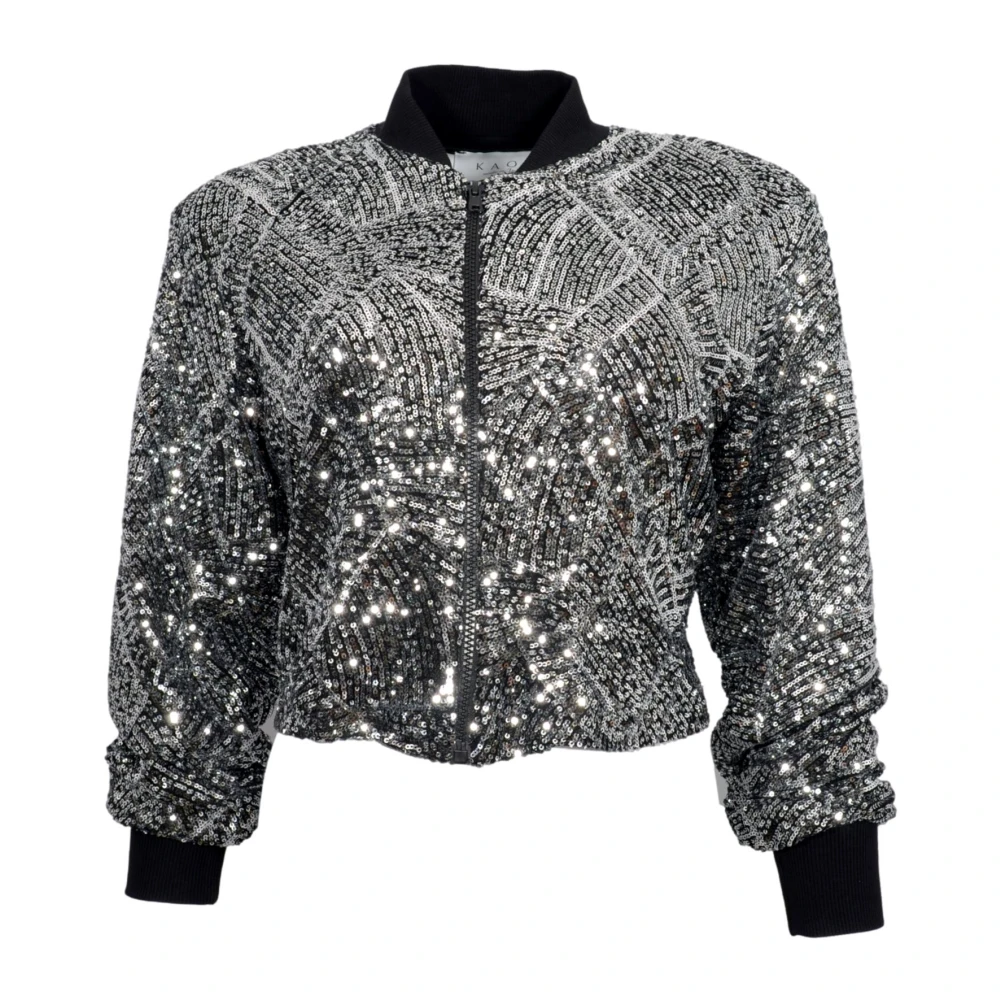 Kaos Pailletten Cropped Jas Zwart Black Dames