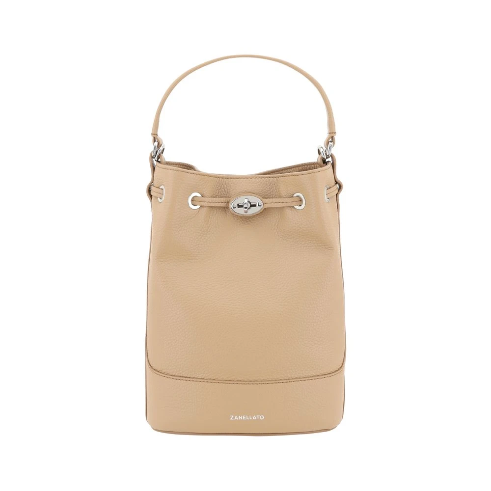 Zanellato Leren Bucket Bag met Trekkoordsluiting Beige Dames