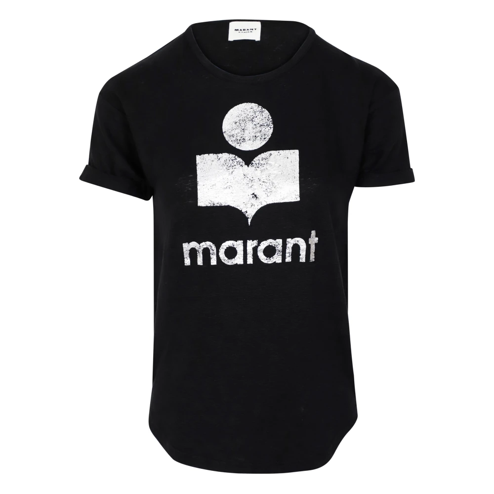 Isabel Marant Étoile Trendy Zwart Shirt met Metallic Logo Black Dames