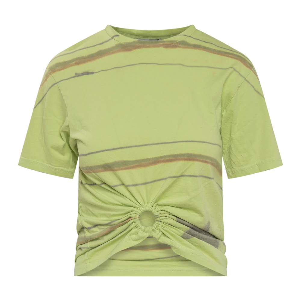 Collina Strada Groen Tie-Dye T-Shirt met Uitgesneden Voorkant Green Dames