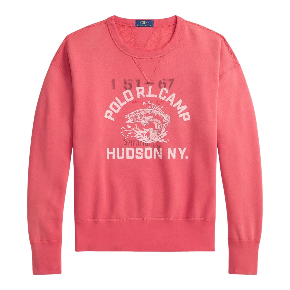 Ralph Lauren Men's Red Sweatshirts, S, Vintage Fit Fleece Graphic Sweatshirt
