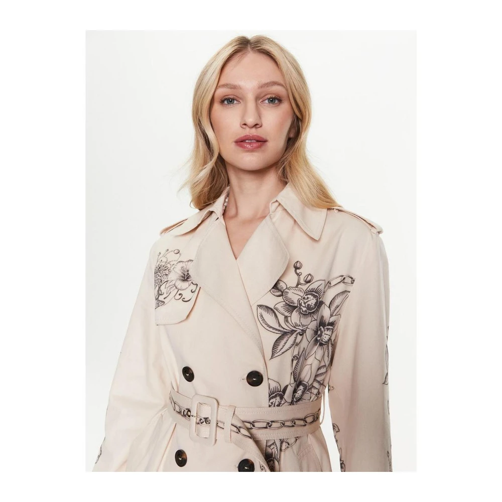 pinko Beige Katoenen Trenchcoat voor Vrouwen Beige Dames