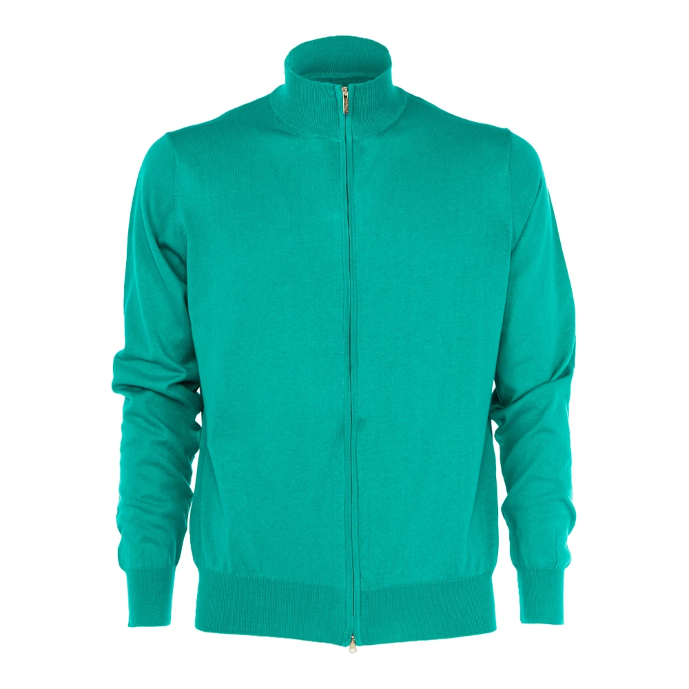 Cashmere Company Heren Zip Pullover Sweater Green Heren