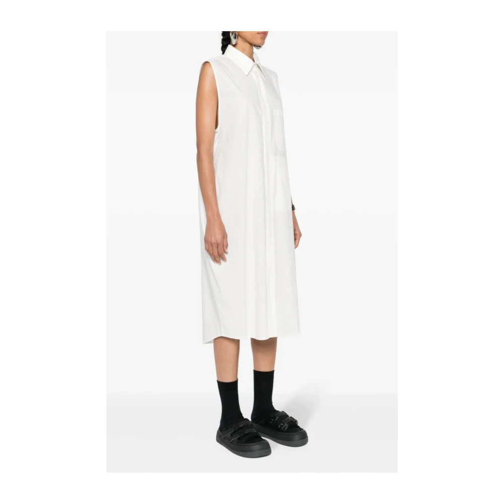 MM6 Maison Margiela Witte Katoenen Poplin Maxi Jurk White Dames