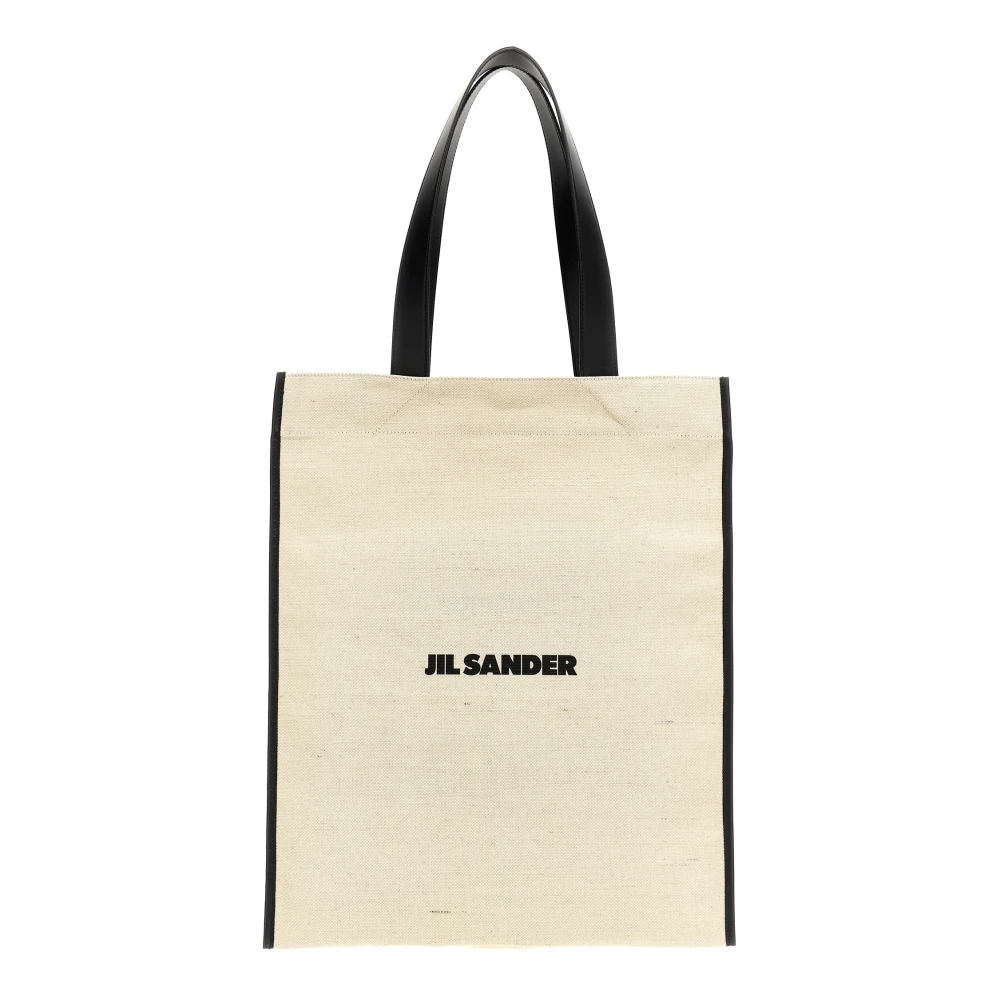 Jil Sander Women's Beige Medium Flat Canvas Shopping Bag - Shopping Bags - One Size - Bags