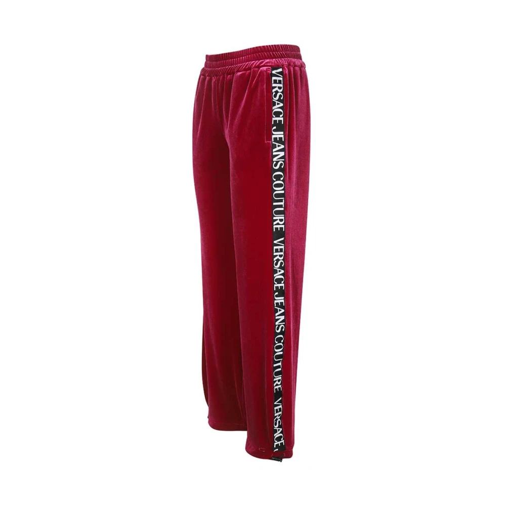 Versace Jeans Couture Fluwelen broek met elastische tailleband Red Dames