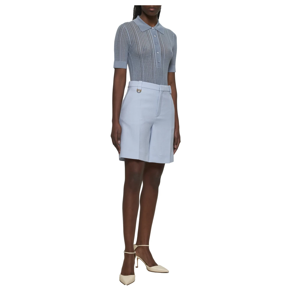 Chloé Blauwe Wollen Broek met Voorsluiting Blue Dames