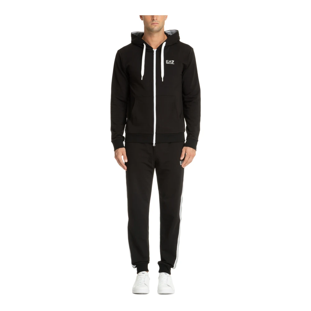 Emporio Armani EA7 Effen Tracksuit met Capuchon en Logo Black Heren