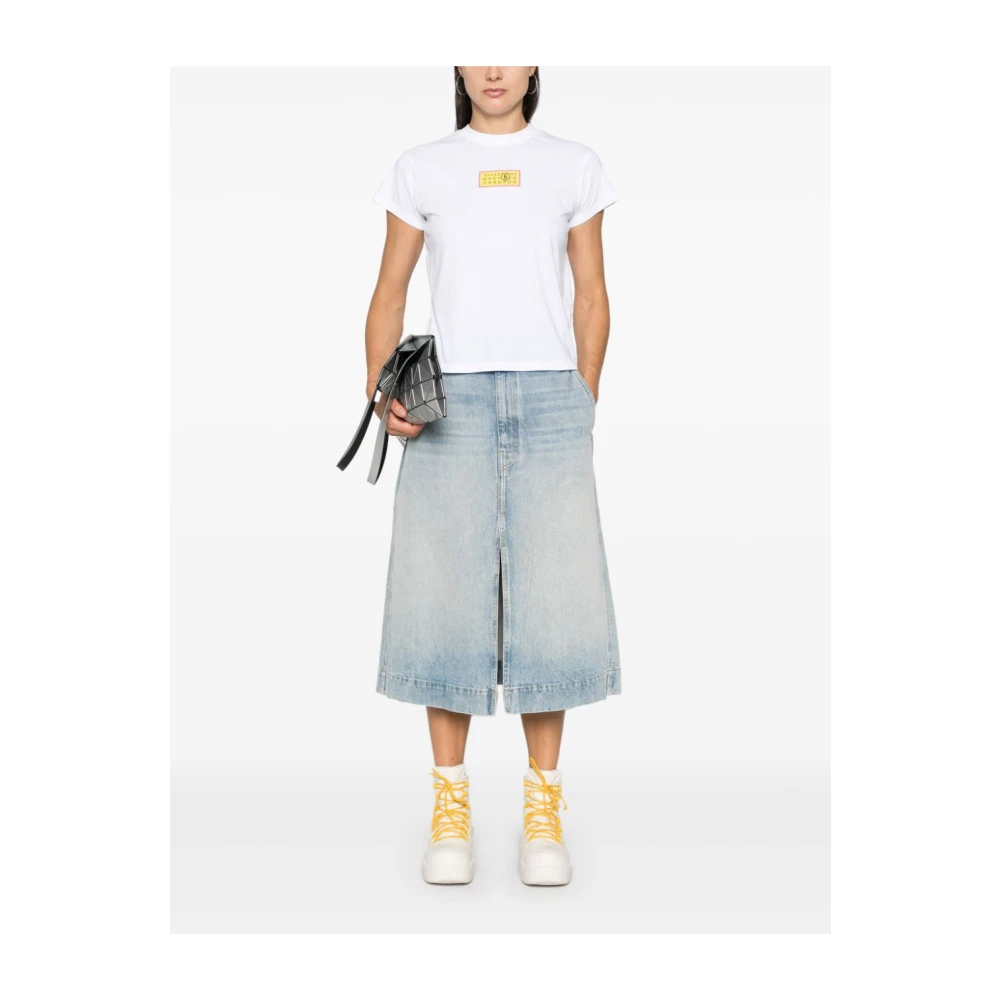 MM6 Maison Margiela Witte Katoenen Jersey Crew Neck T-shirt White Dames