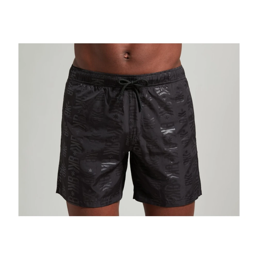 Bikkembergs Logo motief zwemshorts Zwart Black Heren