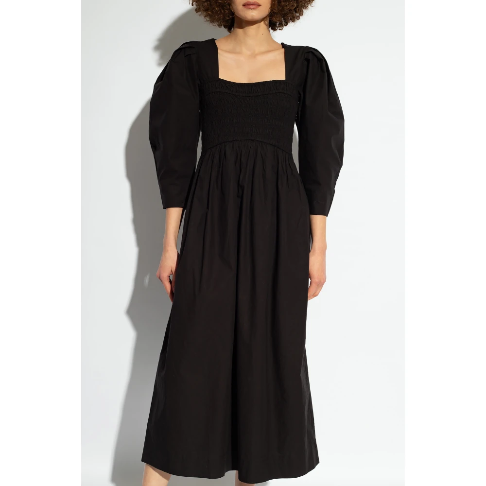 Ganni Jurk met pofmouwen Black Dames