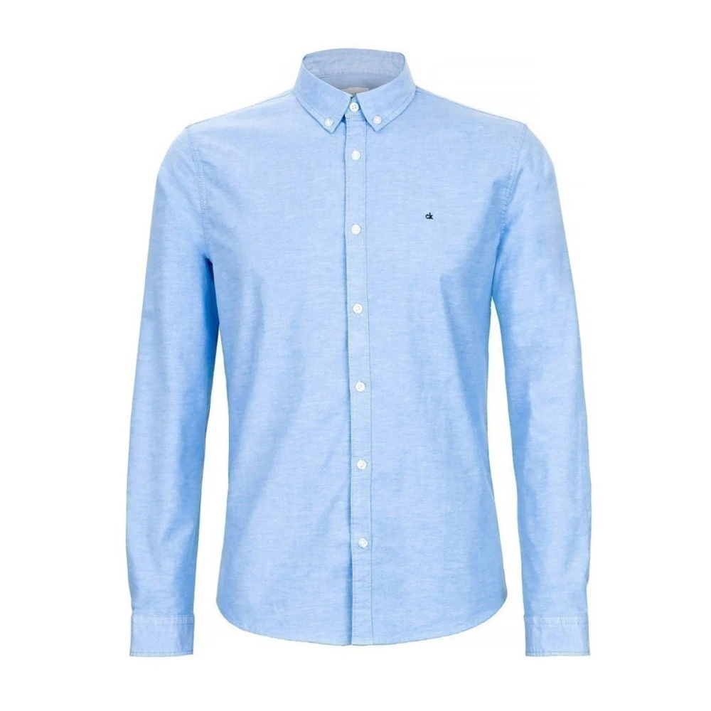 Calvin Klein Blauwe Slim Fit Overhemd Lange Mouwen Blue Heren