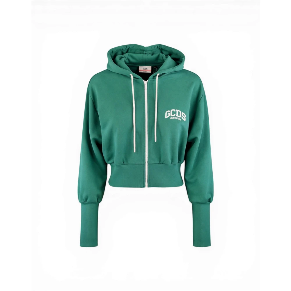 Gcds Women's Green Zip-Through Sweatshirt - Zip-Throughs - L - Sweatshirts & Hoodies