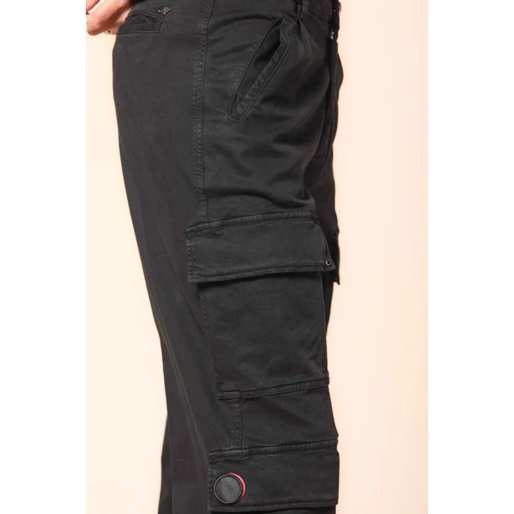 Mason's Curvy Fit Cargo Broek in Gabardine Black Dames