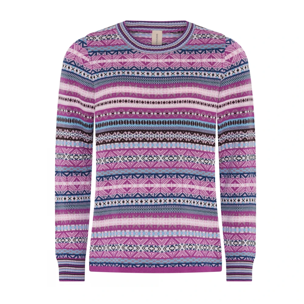 Skovhuus Gestreepte Jacquard Trui in Dewberry Purple Dames