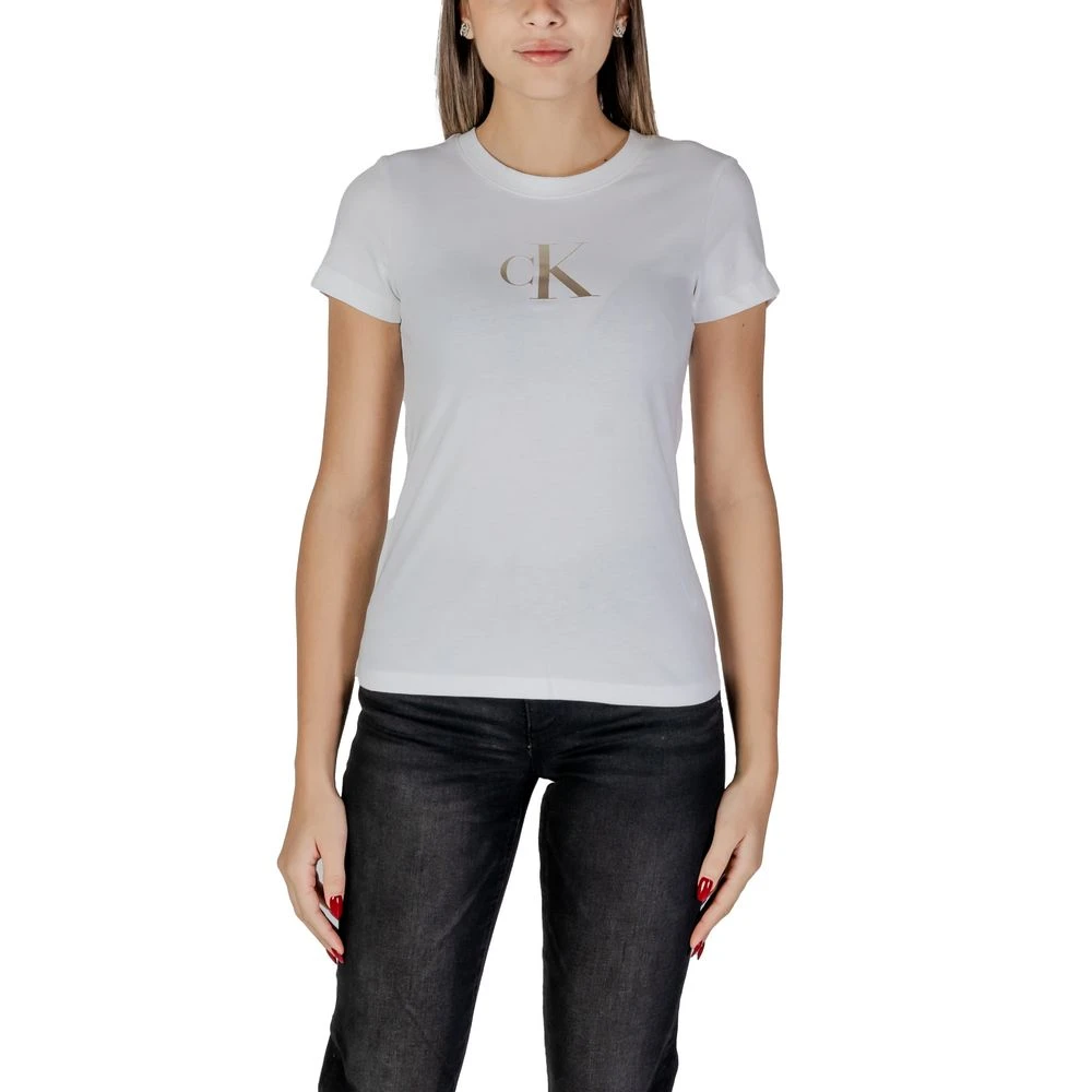Calvin Klein Jeans Wit Katoenen Dames T-Shirt Lente Zomer White Dames