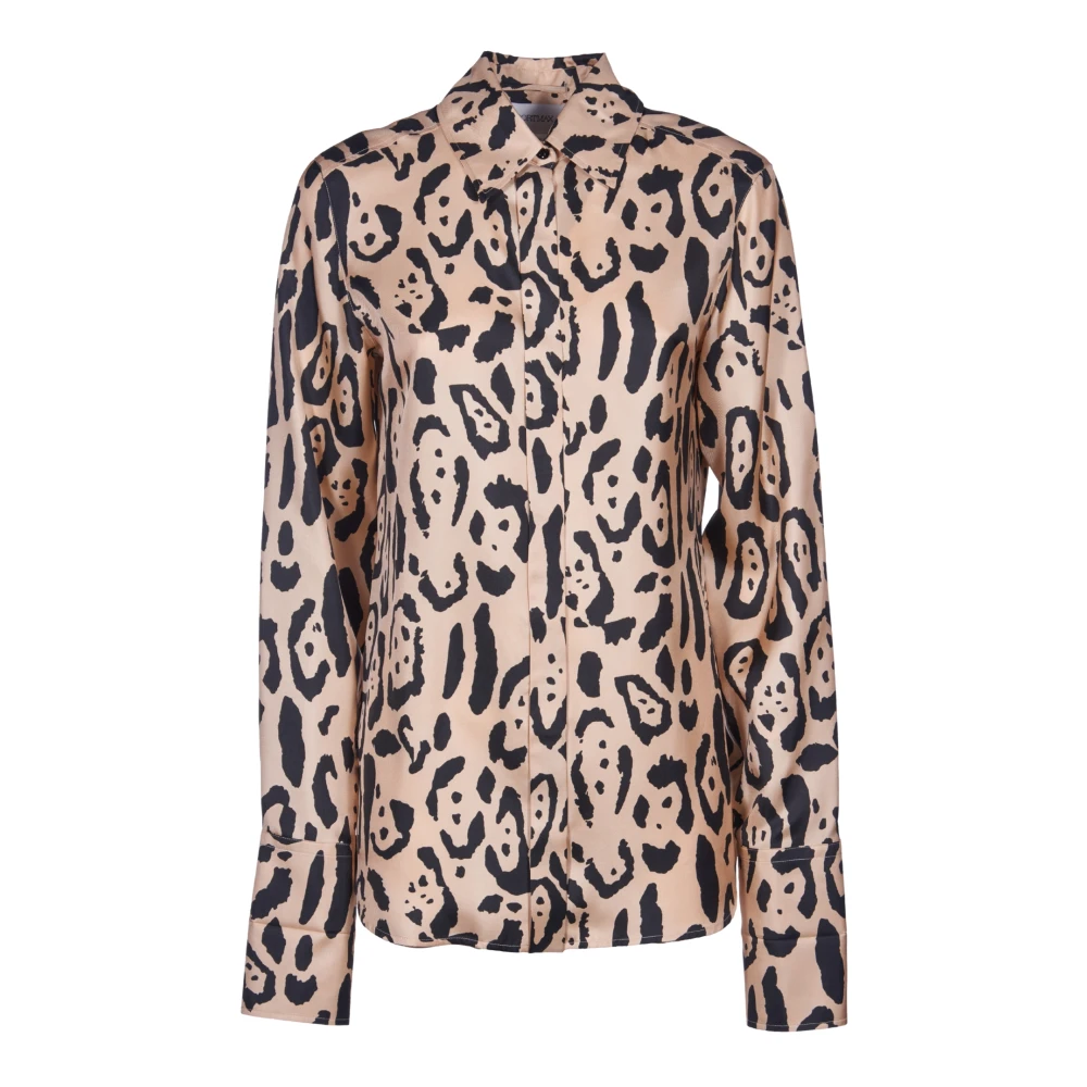 SPORTMAX Zijden shirt met dierenprint Brown Dames