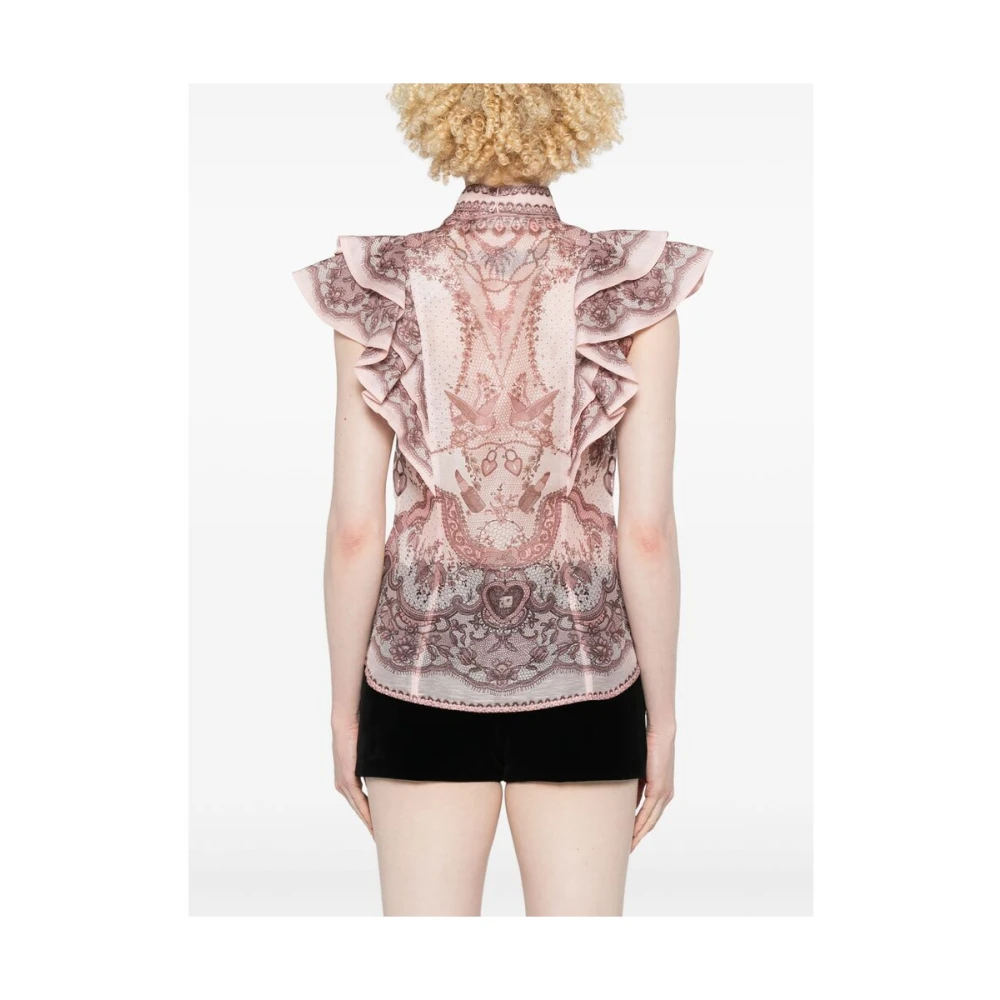 Zimmermann Poederroze Blouse met Knoopsluiting Pink Dames