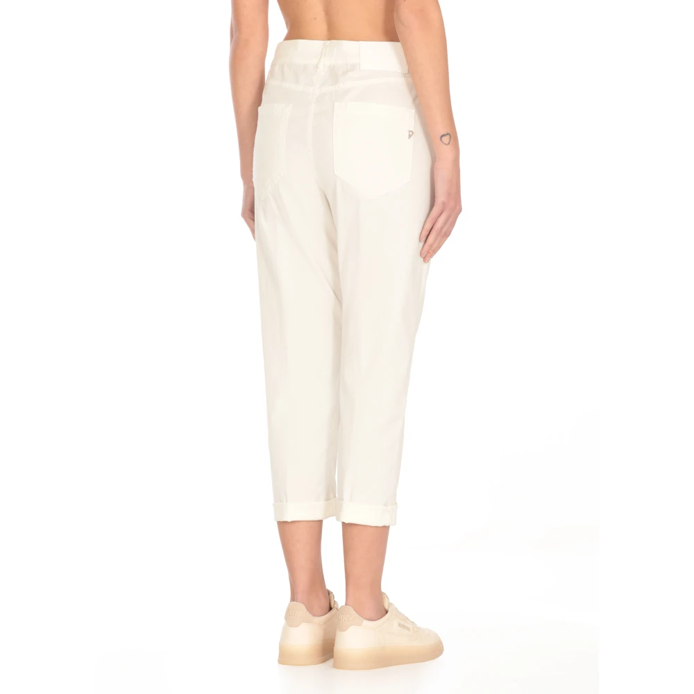 Dondup Ivoor Blend Katoenen Broek voor Vrouwen Beige Dames
