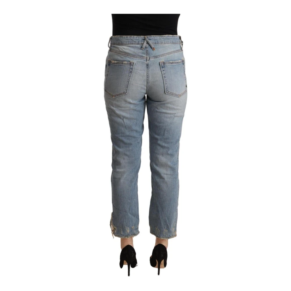 Cycle Versleten Mid Taille Cropped Denim Jeans Blue Dames