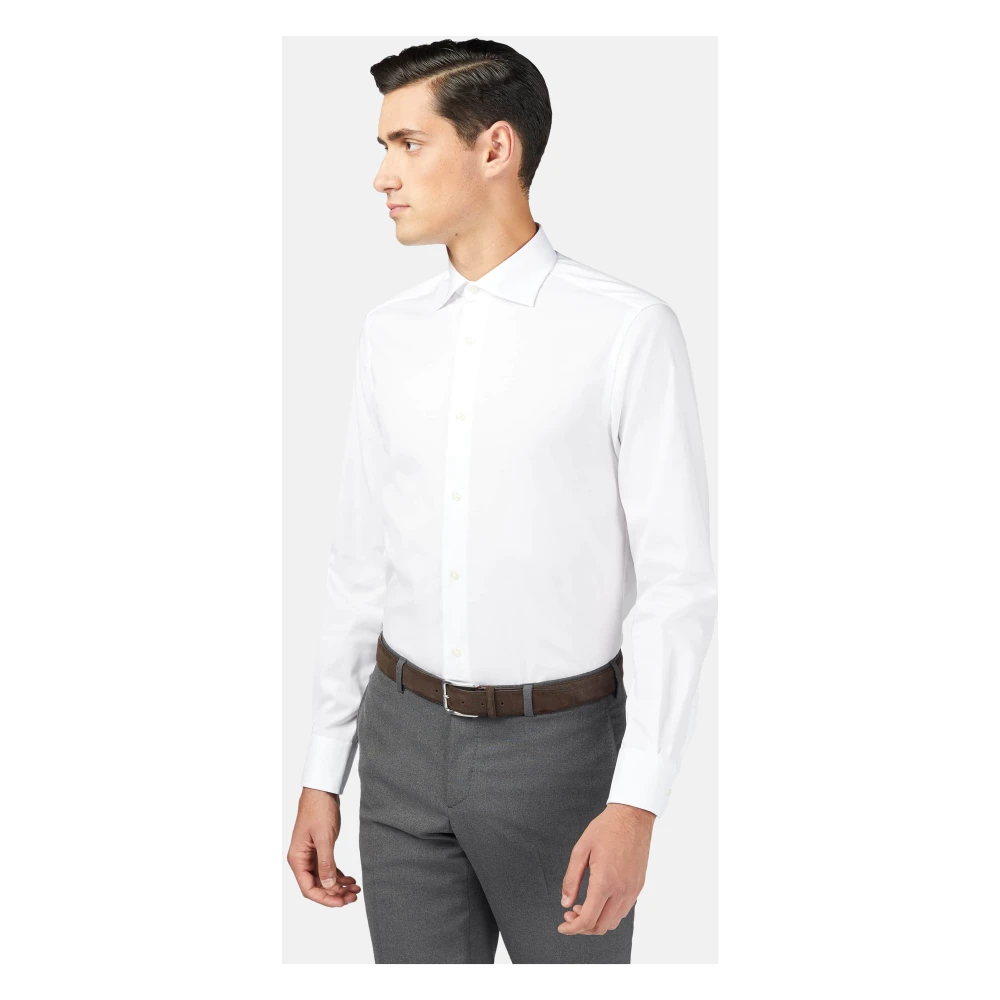 Boggi Milano Slim Fit Stretch Katoenen Overhemd White Heren