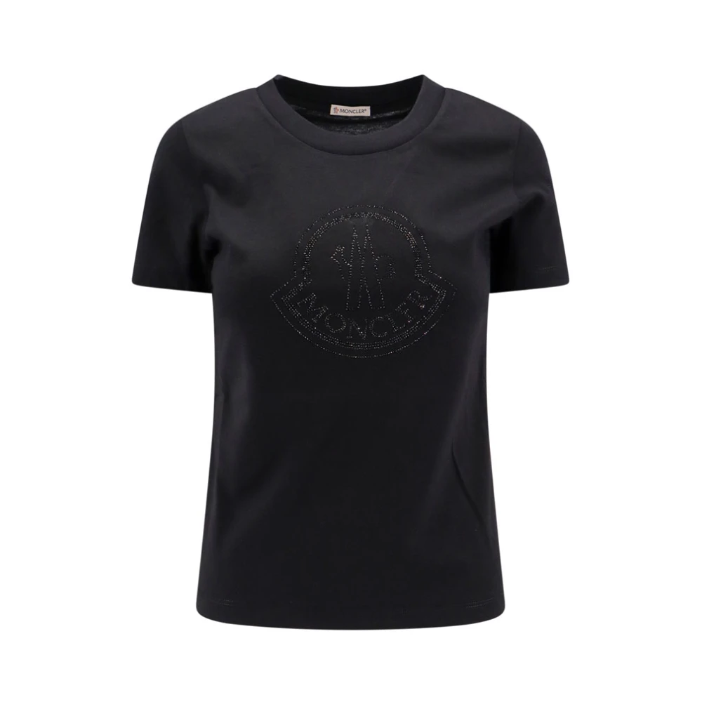 Moncler Katoenen T-shirt met Frontlogo Black Dames