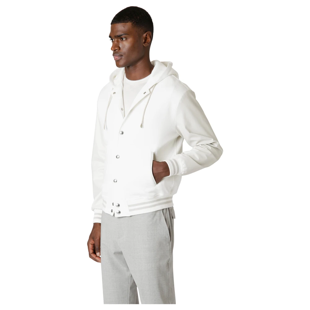 Eleventy Hooded Nappa Mouw Katoenen Bomber White Heren