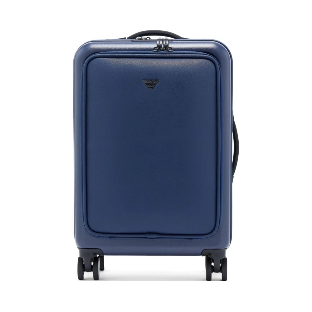Emporio Armani Herren Blau Abs Kabinentrolley Mit Saffiano-Detail Und Adler-Plakette