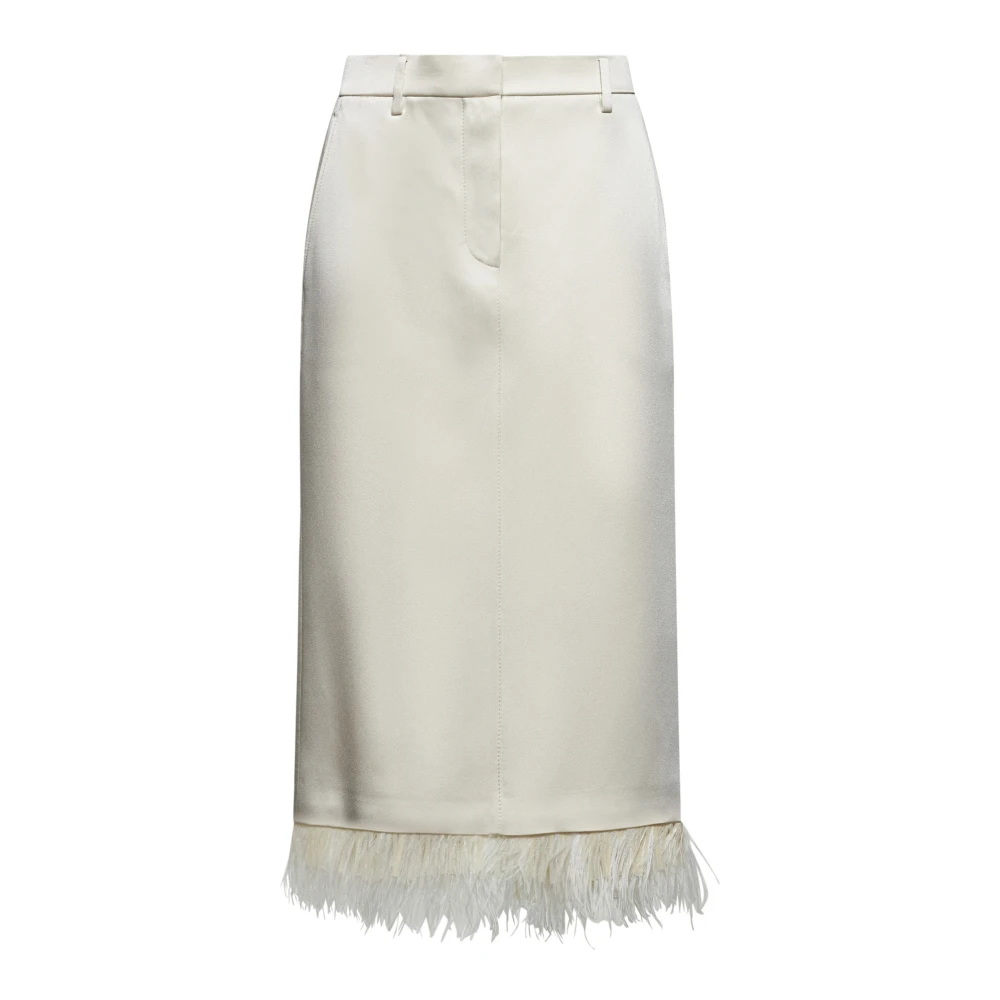 BRUNELLO CUCINELLI Beige Cady Satin Pencil Midi Rok Beige Dames