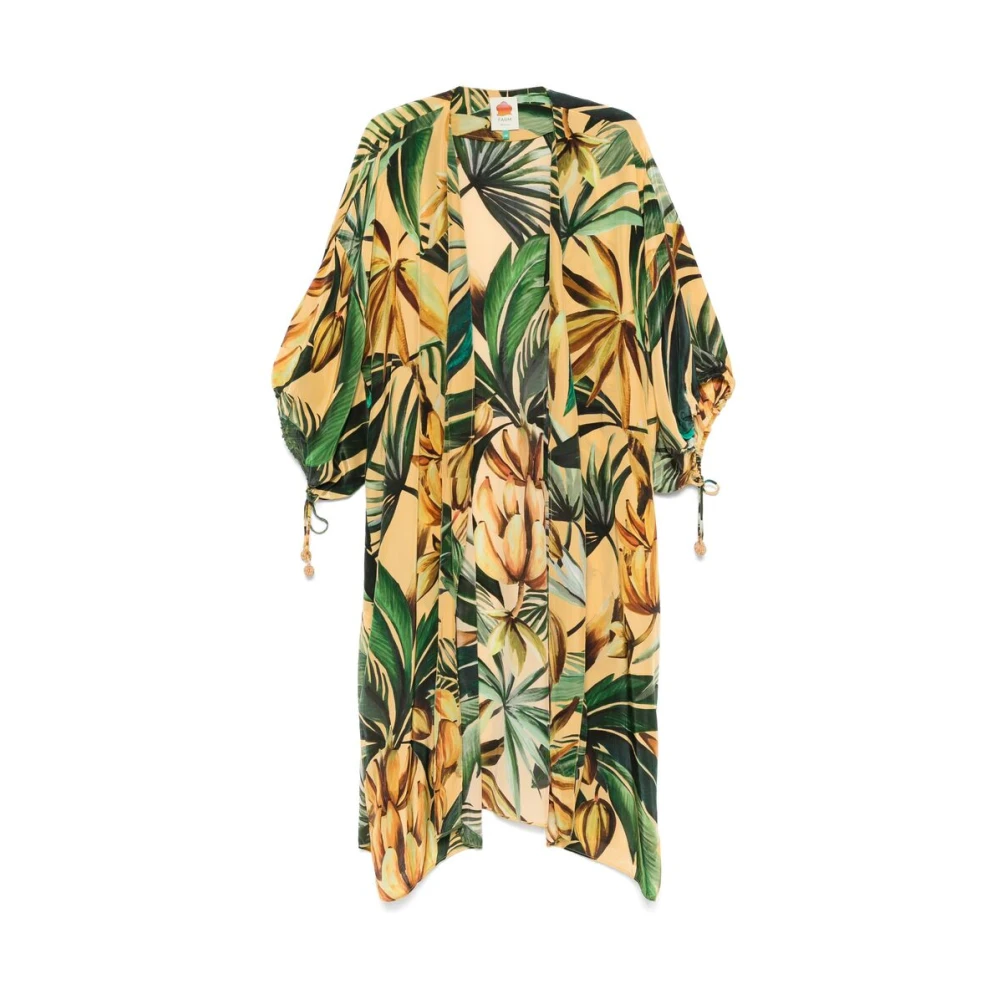 Farm Rio Gele Jurk met Trekkoord en Zijdelingse Splitten Multicolor Dames