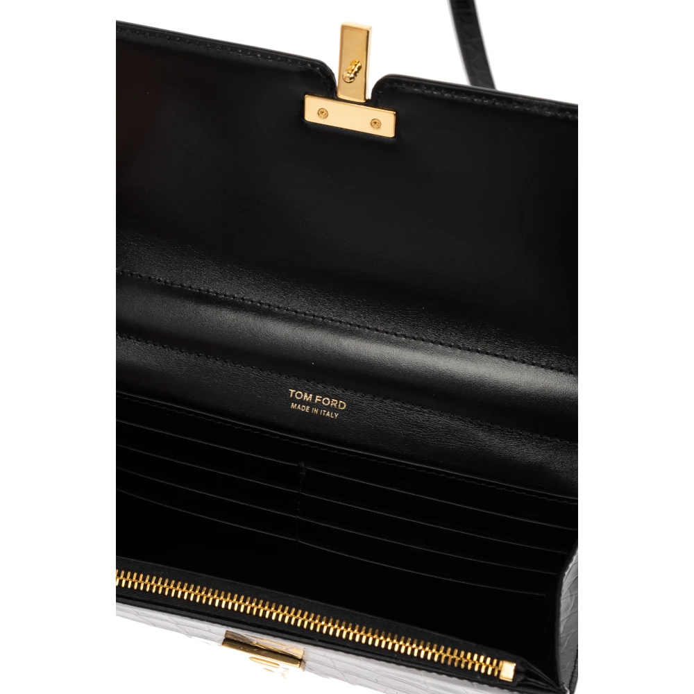 Tom Ford Leren portemonnee met band Black Dames