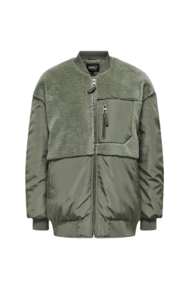 Grön Fleece Mix Bomberjacka