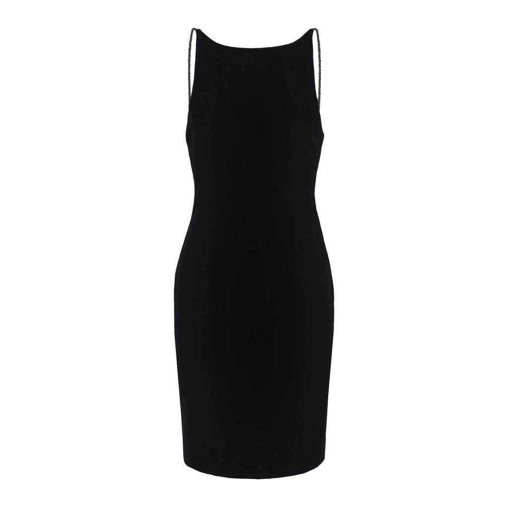 Emporio Armani Zwart Fluweel Mouwloze Jurk Ronde Hals Black Dames