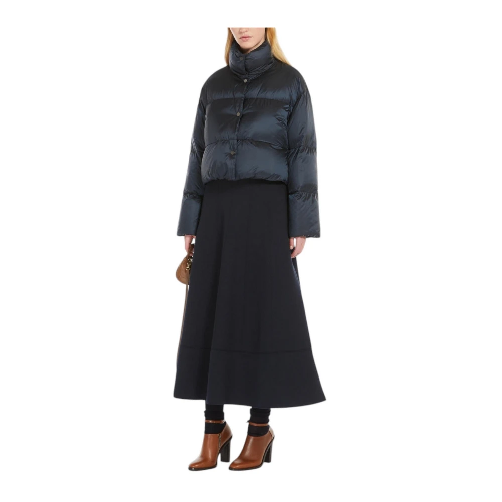Max Mara Studio Blauwe Gerende Rok met Uitsnijddetails Blue Dames