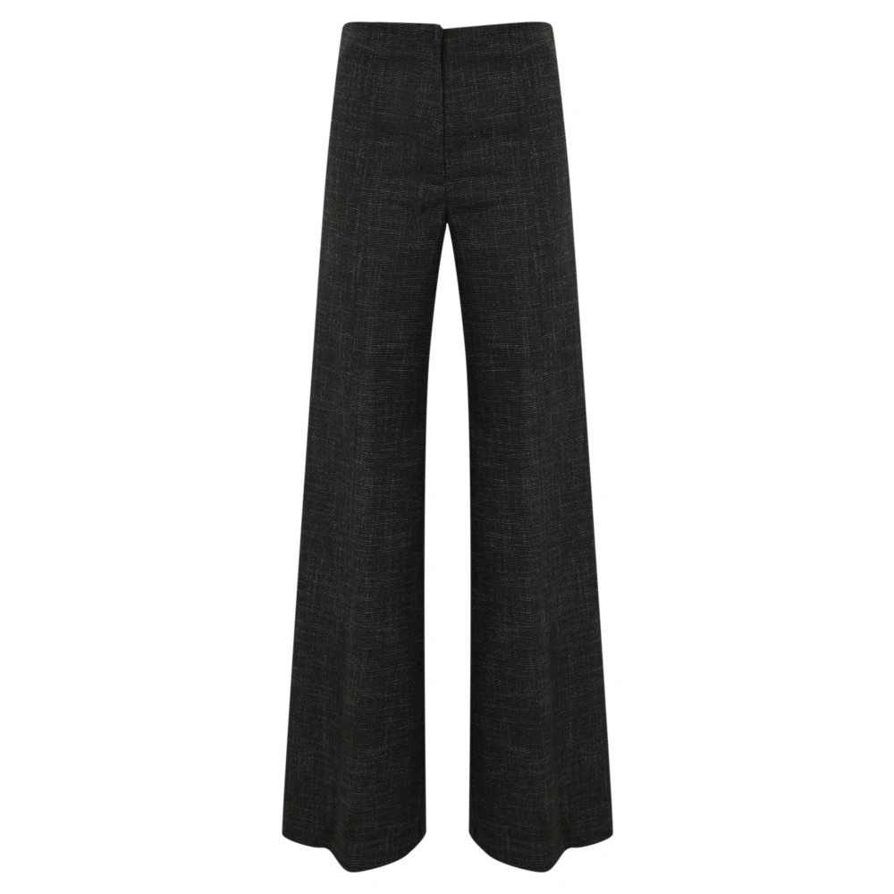 Liviana Conti Melange Flanel Palazzo Broek Black Dames