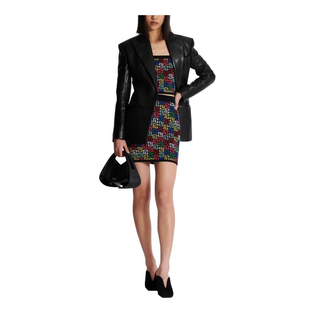 Balmain Halterneck Top in Pop Monogram Knit Multicolor Dames