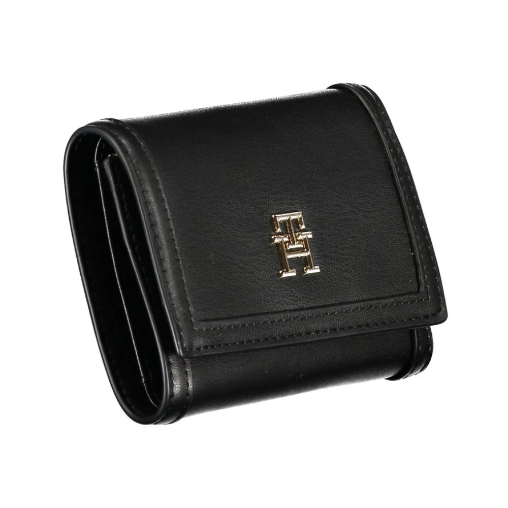 Tommy Hilfiger Elegante zwarte portemonnee met dubbele vakken Black Dames