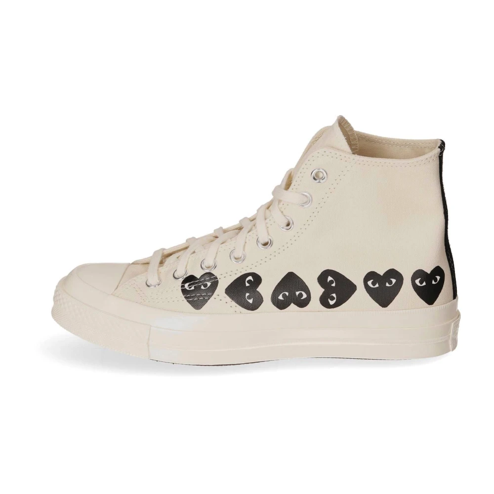 Comme des Garçons Play Hoher Canvas Sneaker Dames Schoenen Beige
