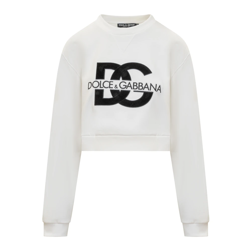 Dolce & Gabbana Geknipte sweatshirt met logo White Dames