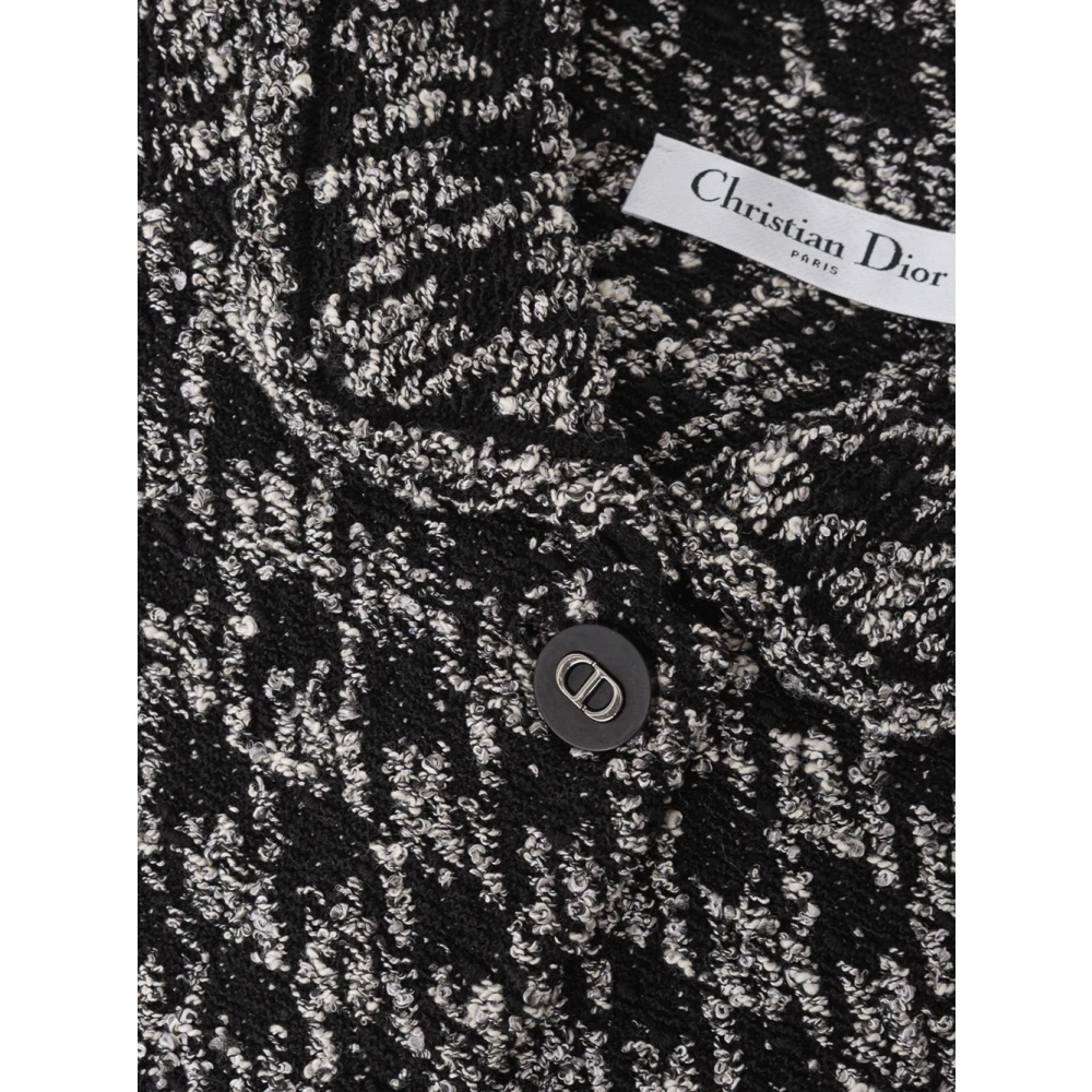 Dior Korte Mouw Pied-de-poule Jas Black Dames