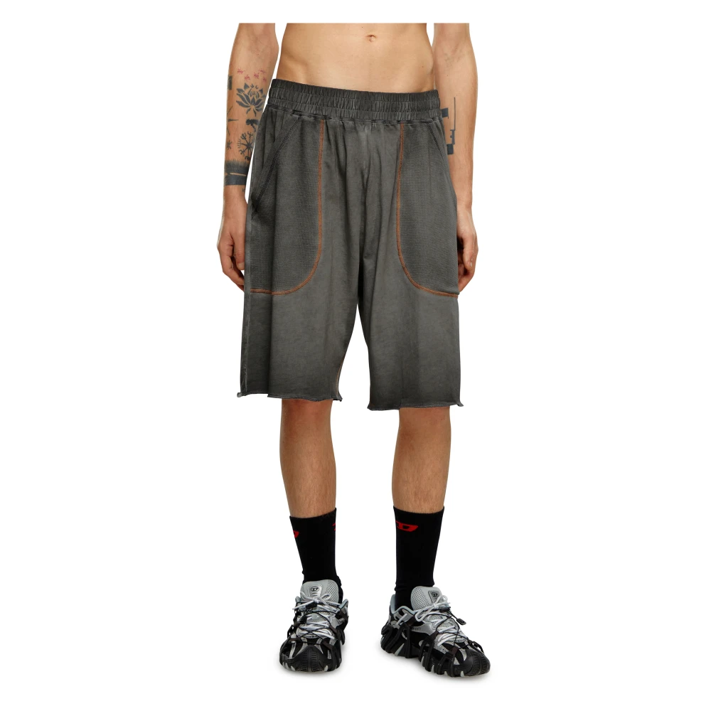 Diesel Sweat shorts with waffle-knit details Black Heren