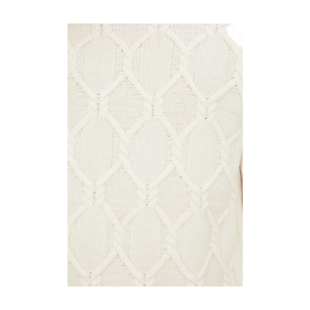Oscar Jacobson Beige Rollneck Trui Structuur White Heren