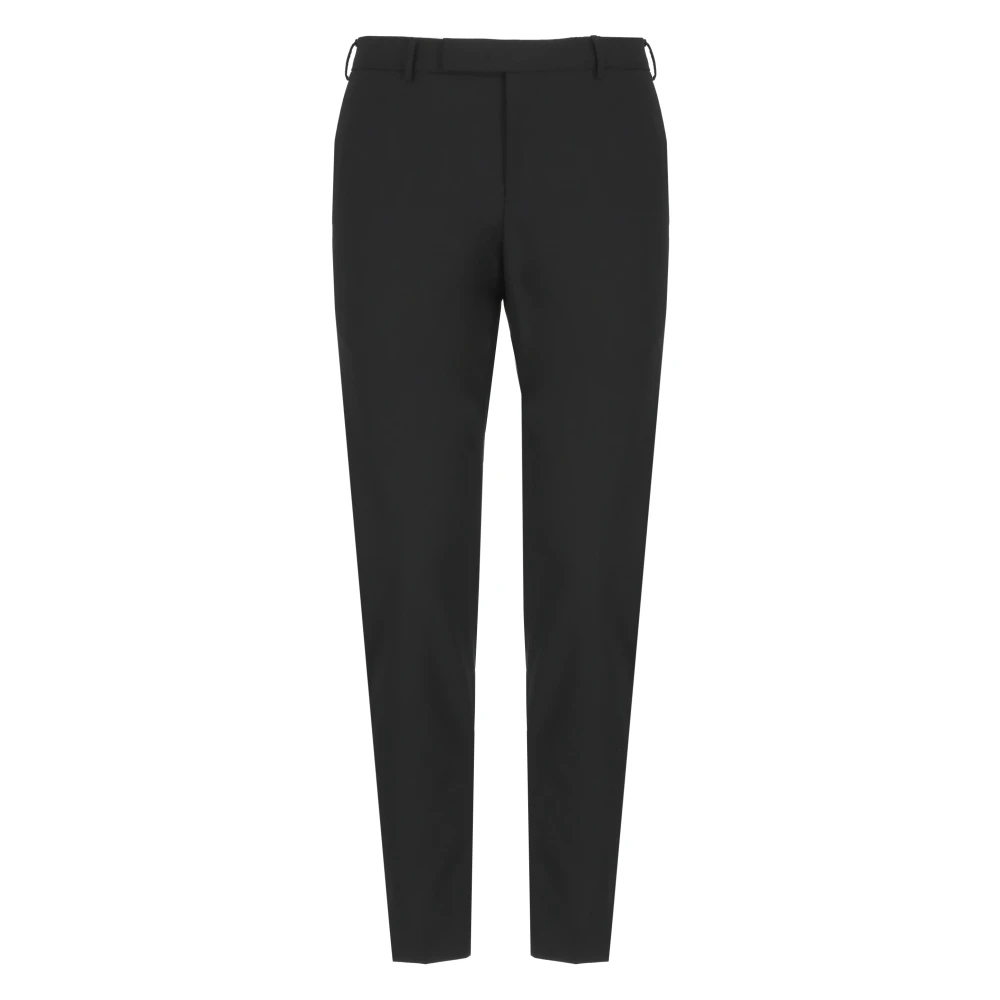Pt Torino Men's Black Slim-Fit Trousers, 4XL, Wool Tailored Trousers With Pockets
