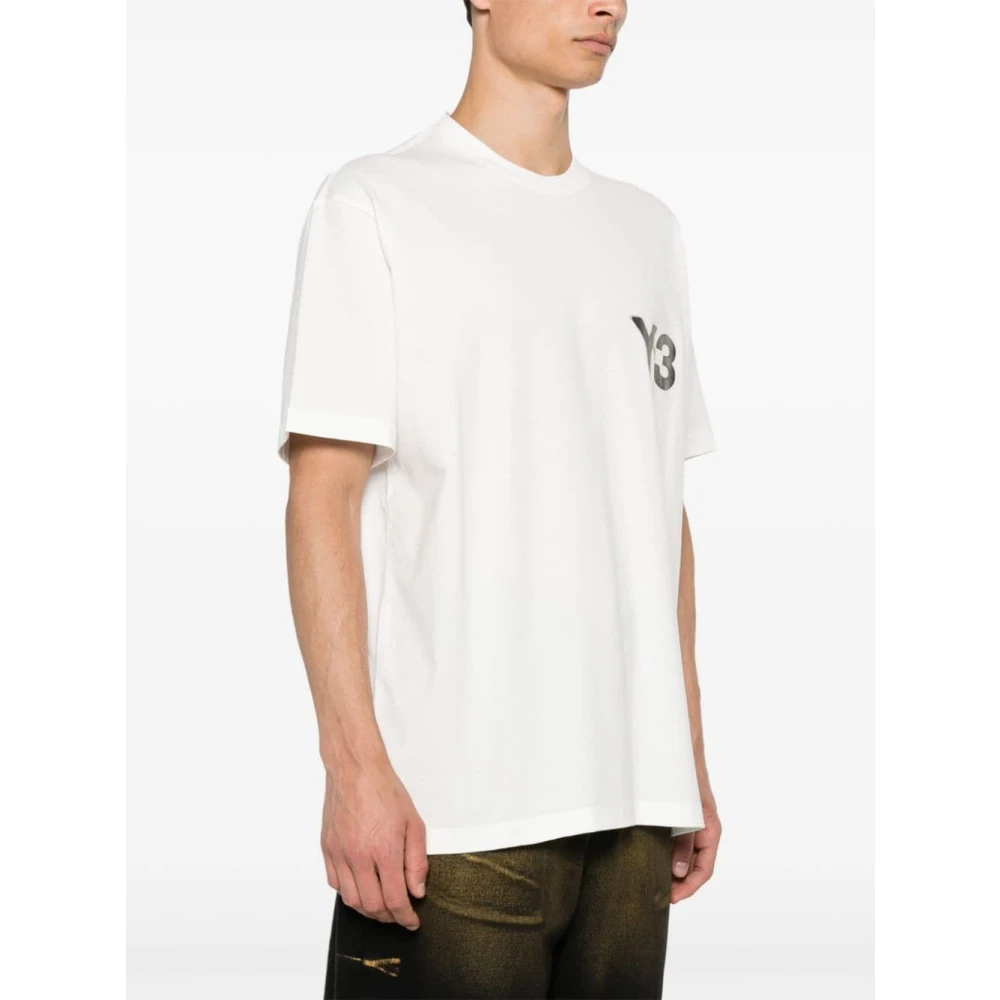 Y-3 Wit Logo Korte Mouw Tee White Heren