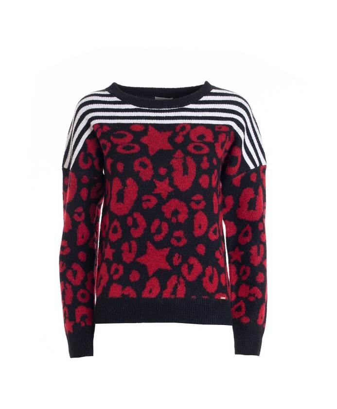 imprime-animal-raye-col-rond-multicolore-haut