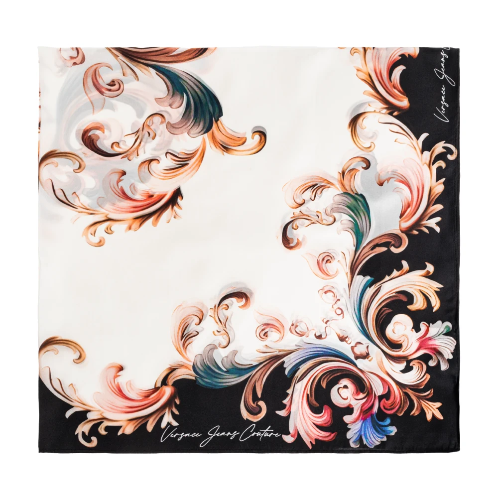 Versace Jeans Couture Women's White Silk Scarves, One Size, Barocco Pattern Scarf