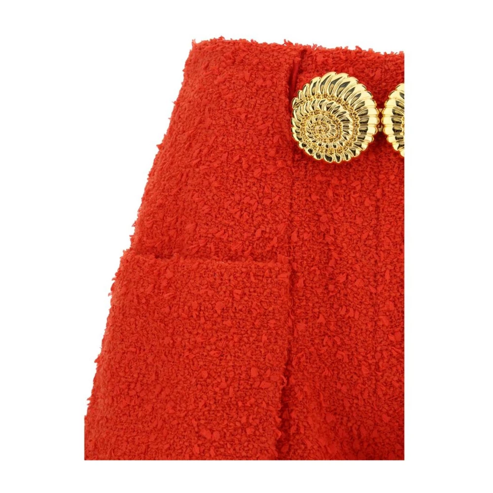Balmain Stud Detail Tweed Bermuda Shorts Orange Dames