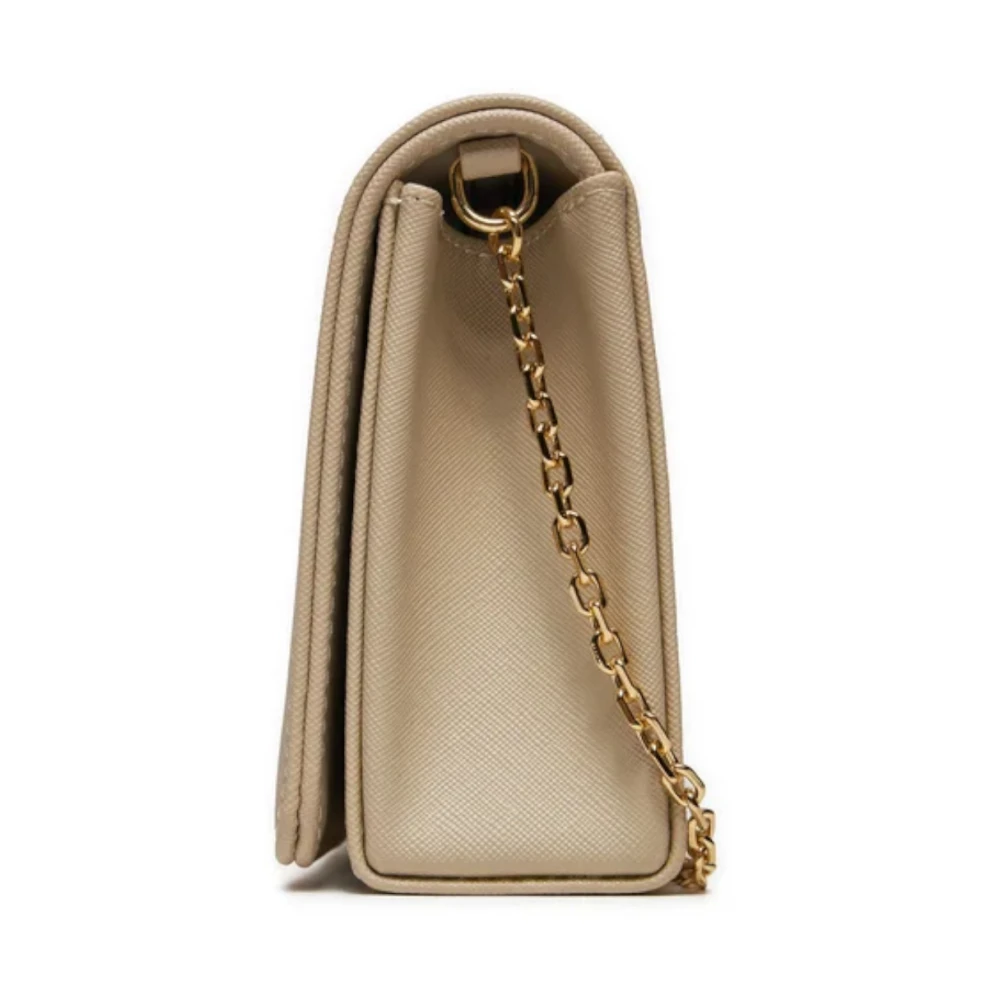 Love Moschino Hart Clutch Tas met Gouden Logo Beige Dames