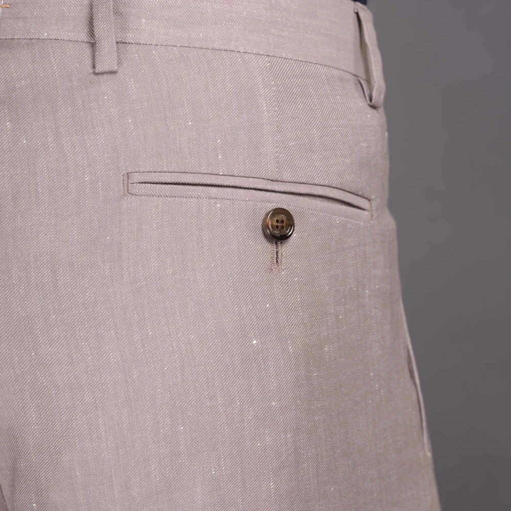Moorer Linnen-Katoen Chino Broek Beige Heren